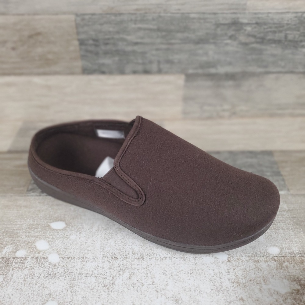 Vionic Unwind Men Clog Slipper Sz 10 Chocolate Ganache Wool Arch Support Slip On